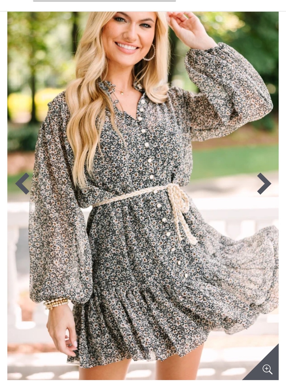 Olivaceous Black and Cream Ditsy Floral Sheer Mini Dress w/ black slip attached